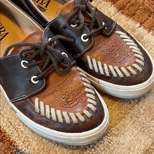 Reba by Justin Atoka Women’s Two-Tone Brown Leather Loafers Boat Shoes